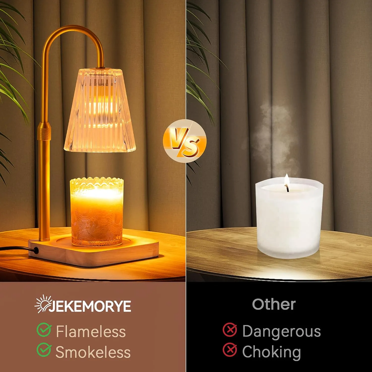 Candle-Warmer-Lamp-Timer-Adjustable-Height-Wax-Melt-Electric-Light-Warming-Dimmable Top Melter Heater For Melting Heating Small Jar Candles Gifts Women Mom Birthday Home Desk Decor w/ 2 Bulbs