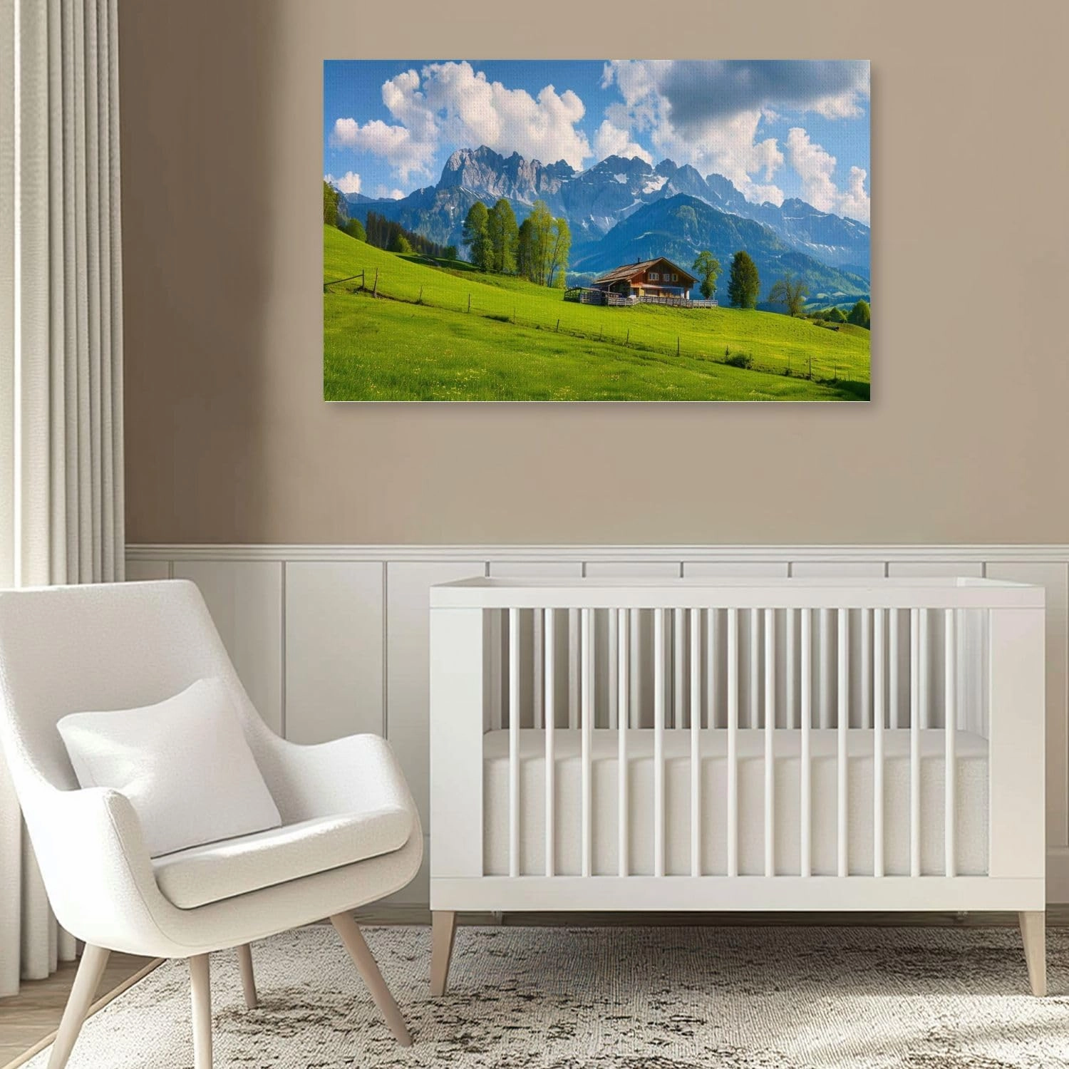 Canvas Print Picture Creative Bear Wall Art Painting Idyllic alpine scenery farmhouse front Wilder Austria Framed And Stretched Poster Home Decor Artwork 20x32 Inches