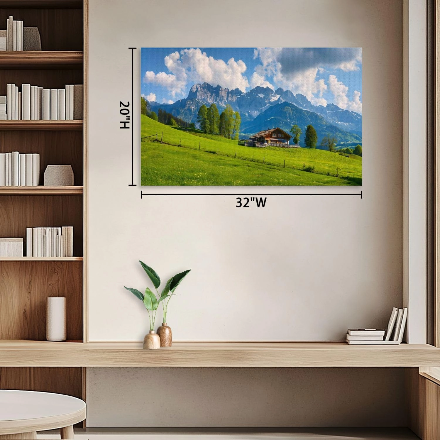 Canvas Print Picture Creative Bear Wall Art Painting Idyllic alpine scenery farmhouse front Wilder Austria Framed And Stretched Poster Home Decor Artwork 20x32 Inches