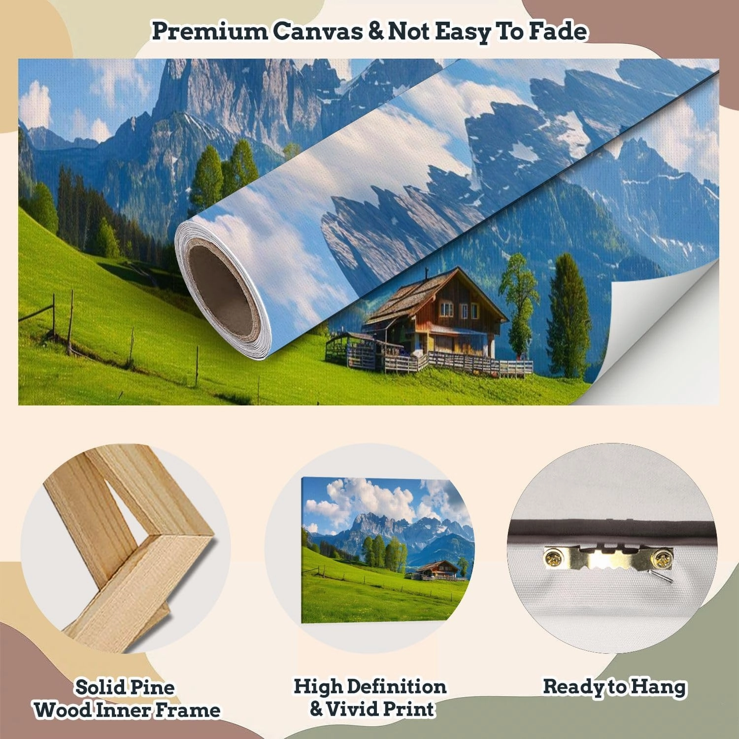 Canvas Print Picture Creative Bear Wall Art Painting Idyllic alpine scenery farmhouse front Wilder Austria Framed And Stretched Poster Home Decor Artwork 20x32 Inches