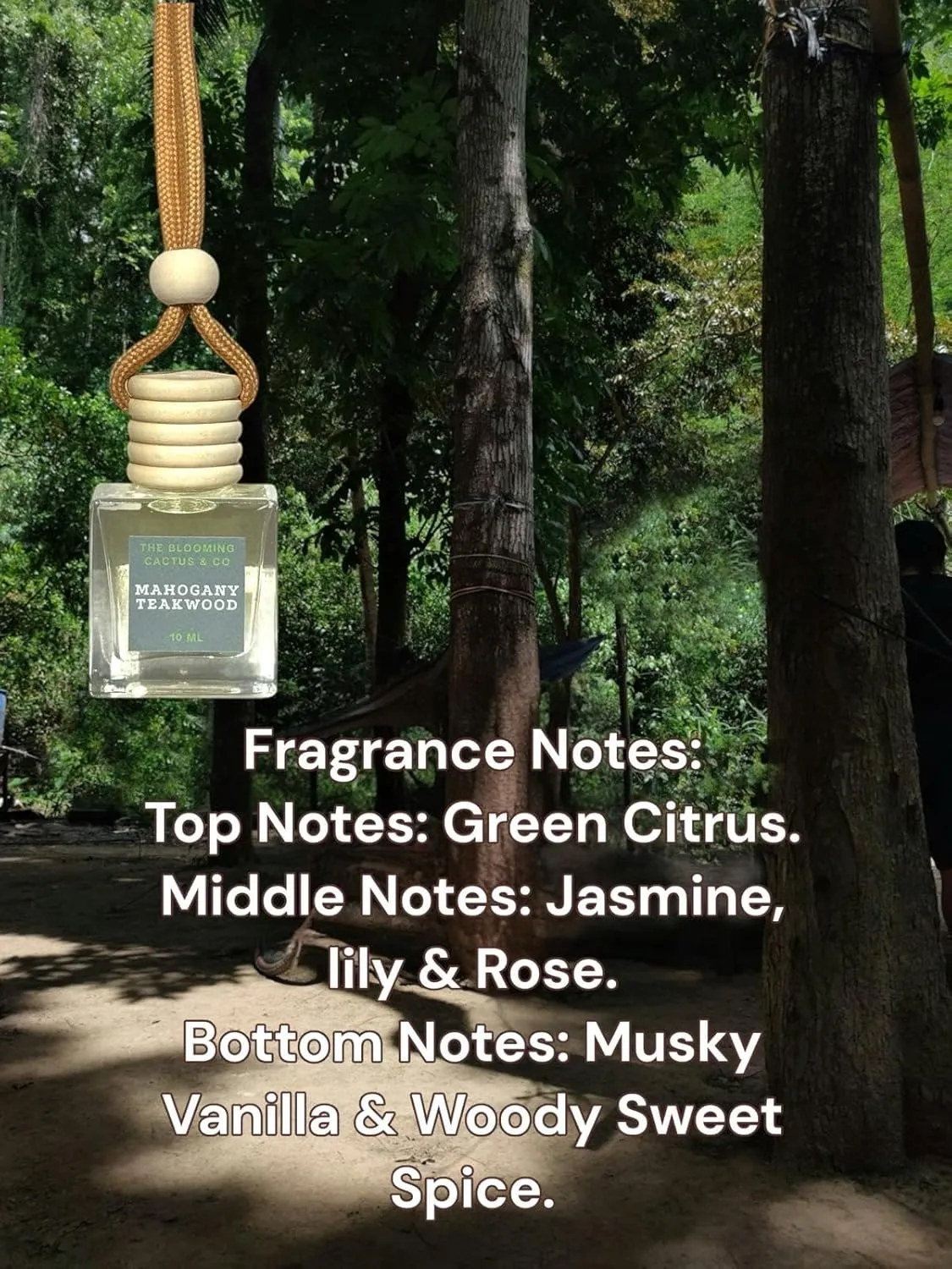 Car Air Freshener with 1 Oz Refill included | Car scented on the go | Car Air Freshener | Long Lasting Hanging Fragrance | Phthalate Free Fragrance. (Mahogany Teakwood, 8 ml)