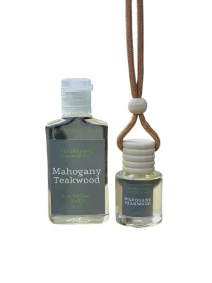 Car Air Freshener with 1 Oz Refill included | Car scented on the go | Car Air Freshener | Long Lasting Hanging Fragrance | Phthalate Free Fragrance. (Mahogany Teakwood, 8 ml)