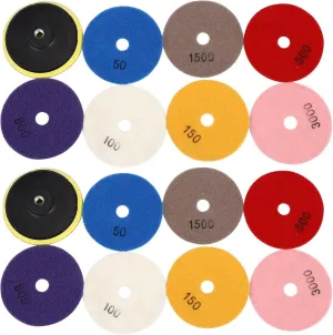 Car polishing kit 16Pcs Diamond Polishing Pads 4 inch Wet/Dry Set for Stone Concrete Marble