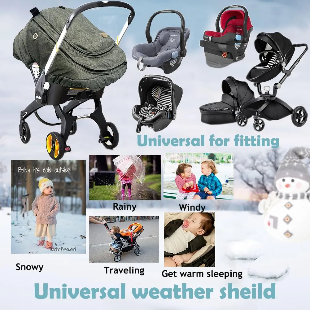 Car Seat Covers for Babies Winter - Baby Car Seat Cover Water Resistant,Universal Cold Weather Shield Carseat Covers Protection for Baby Warm and Cozy Carseat Cover for Infant Car Seat