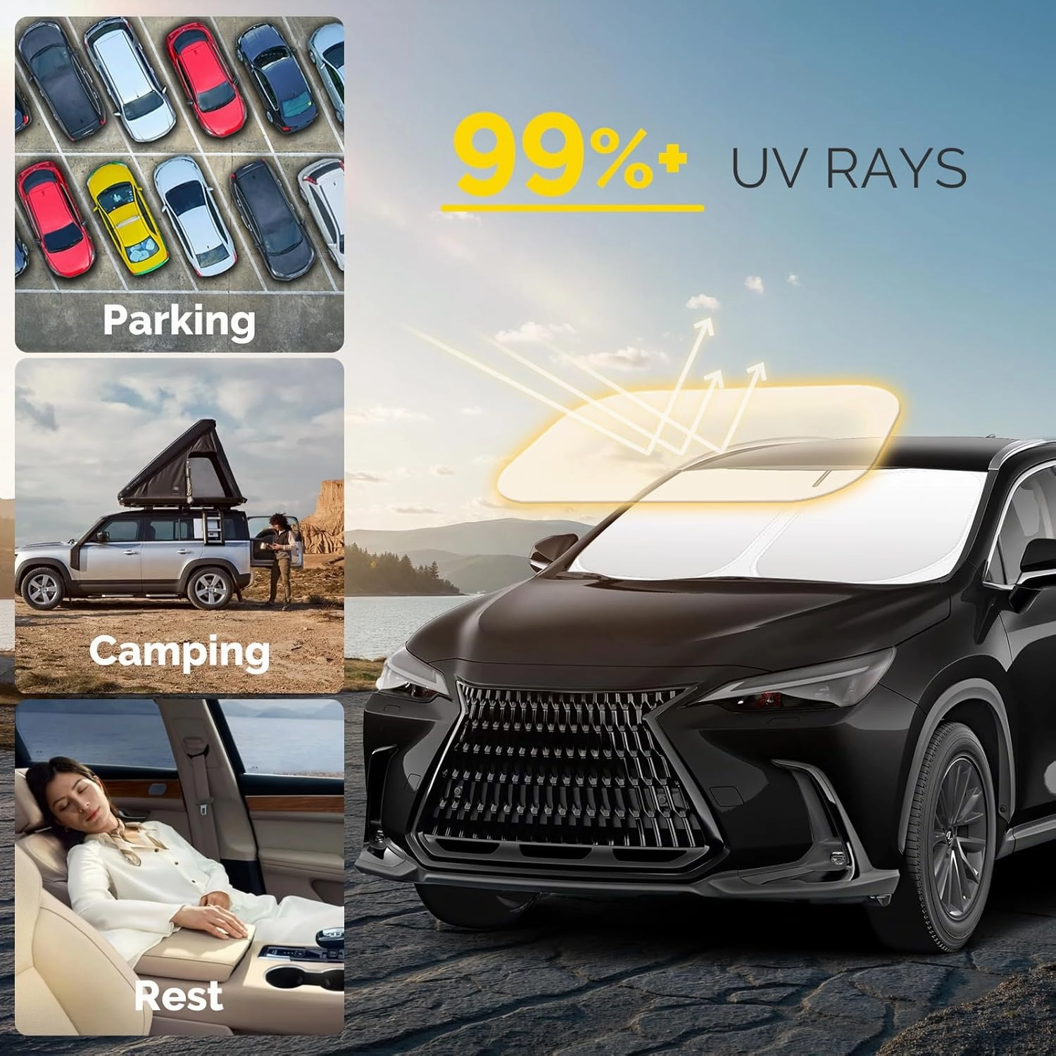 Car Windshield Sun Shade Compatible with 2022 2023 2024 2025 Lexus NX NX250 NX350 NX350h NX450h  Accessories Foldable Front Window Sunshade Custom for Lexus NX Windshield Sun Visor