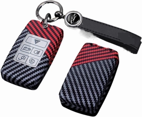 Carbon Fiber Pattern Pattern Car Key Case Cover Shell Bag Landrover Range Fit for Rover Sport Evoque Freelander Velar Discovery Fit for Jaguar XE XF(A red Set 2)