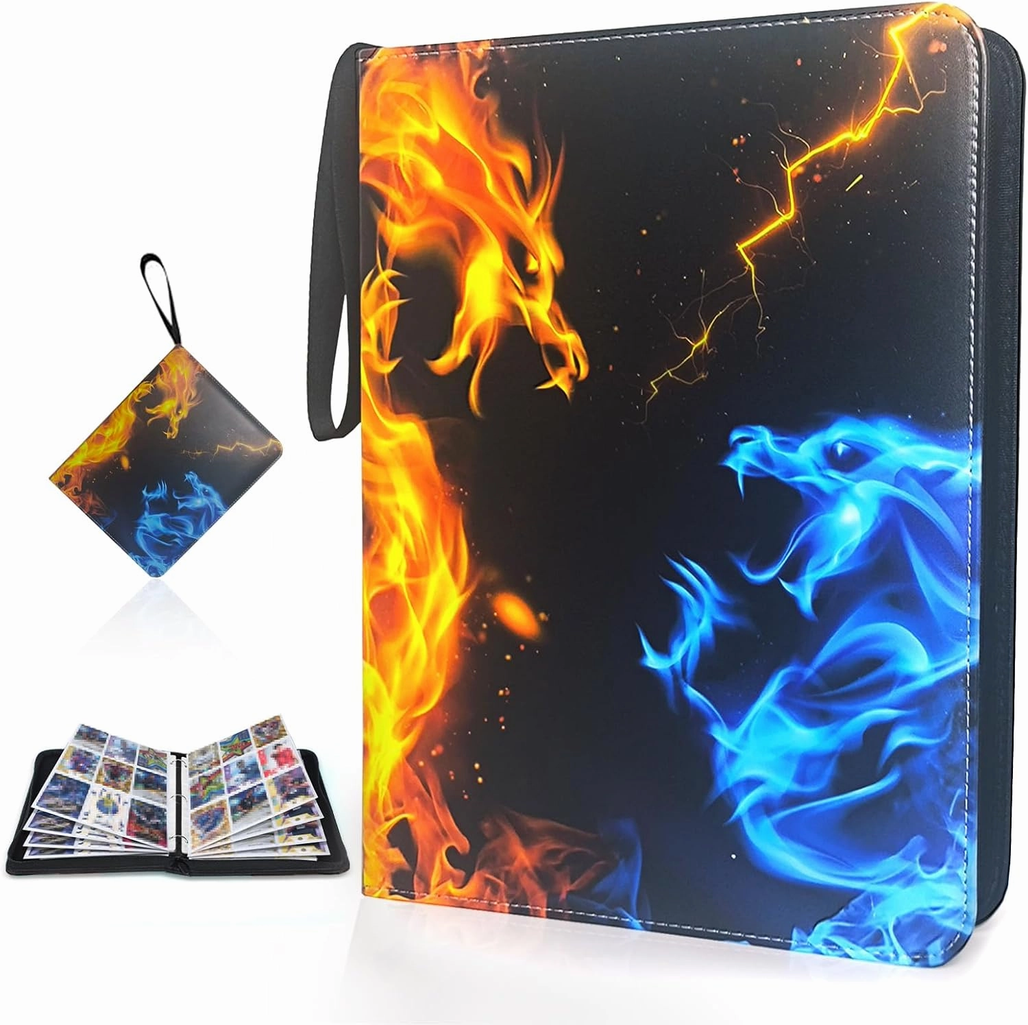Card Binder 9 Pocket with 50 Removable Sleeves, Collectible Trading Card Albums, 900 Pockets Card Holder Zippered Storage Album for Trading Cards, Sports, and Game Cards (Black-1)