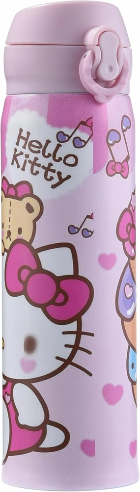Cartoon Anime Water Bottle, 500ml Reusable Cup for Girls (pink01)