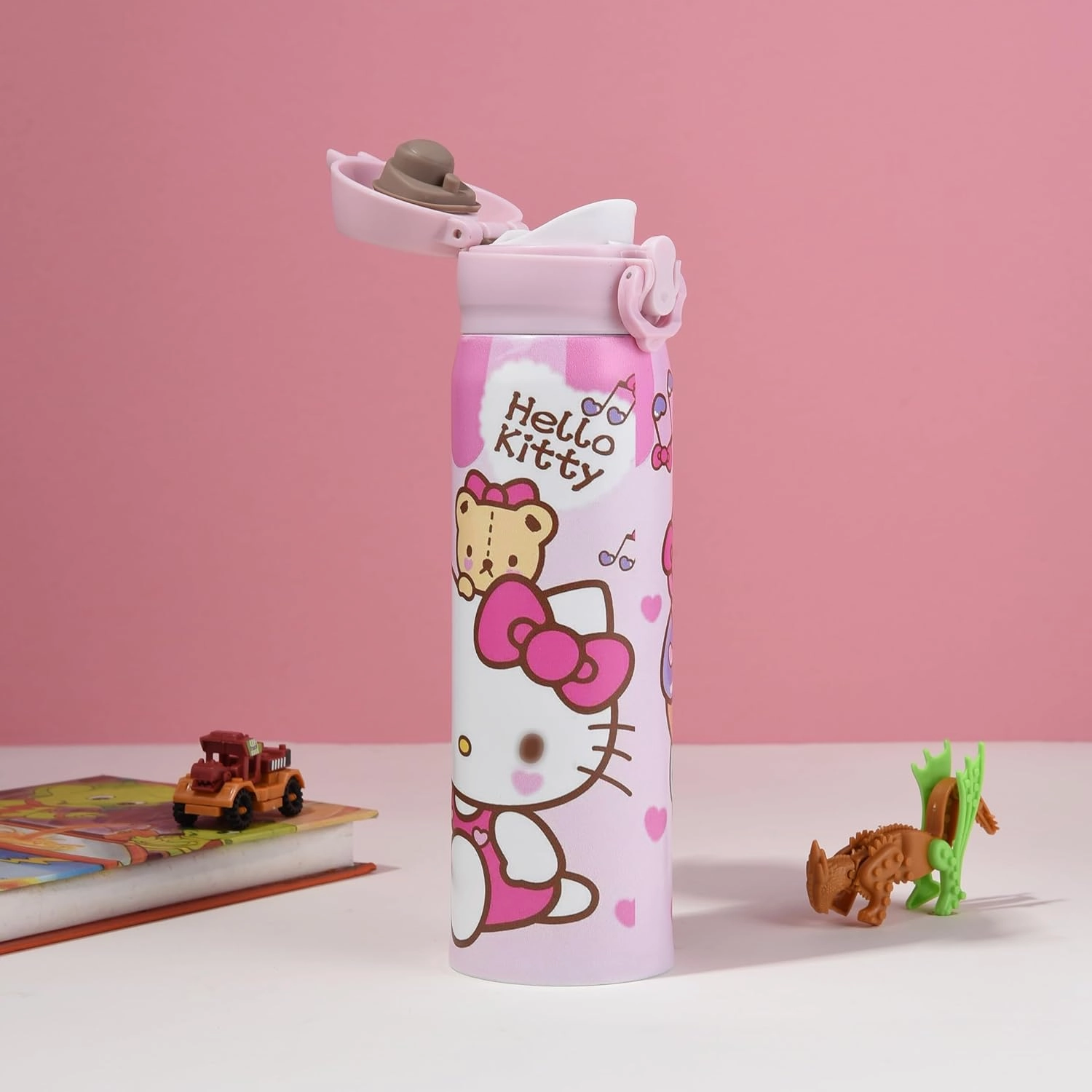 Cartoon Anime Water Bottle, 500ml Reusable Cup for Girls (pink01)