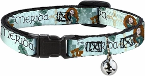 Cat Collar Breakaway with Bell Brave Merida Castle and Three Bear Brothers Pose with Script 8.5 to 12 Inches 0.5 Inch Wide