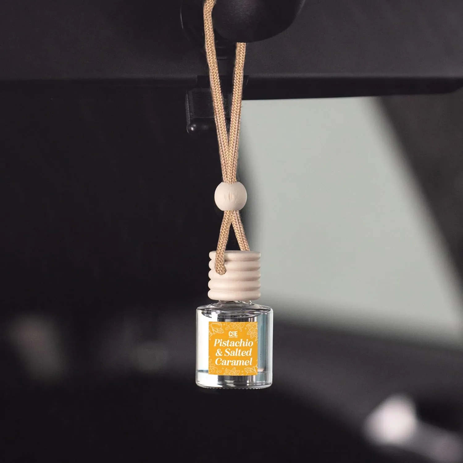 CE CRAFT Car Air Hanging Fragrance Oil Diffuser - Car Air Freshener Diffuser for Essential Oils - Pistachio & Salted Caramel Scent - 2 Pack