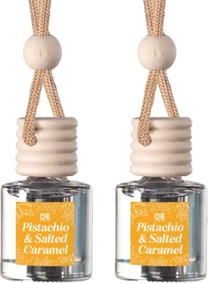 CE CRAFT Car Air Hanging Fragrance Oil Diffuser - Car Air Freshener Diffuser for Essential Oils - Pistachio & Salted Caramel Scent - 2 Pack