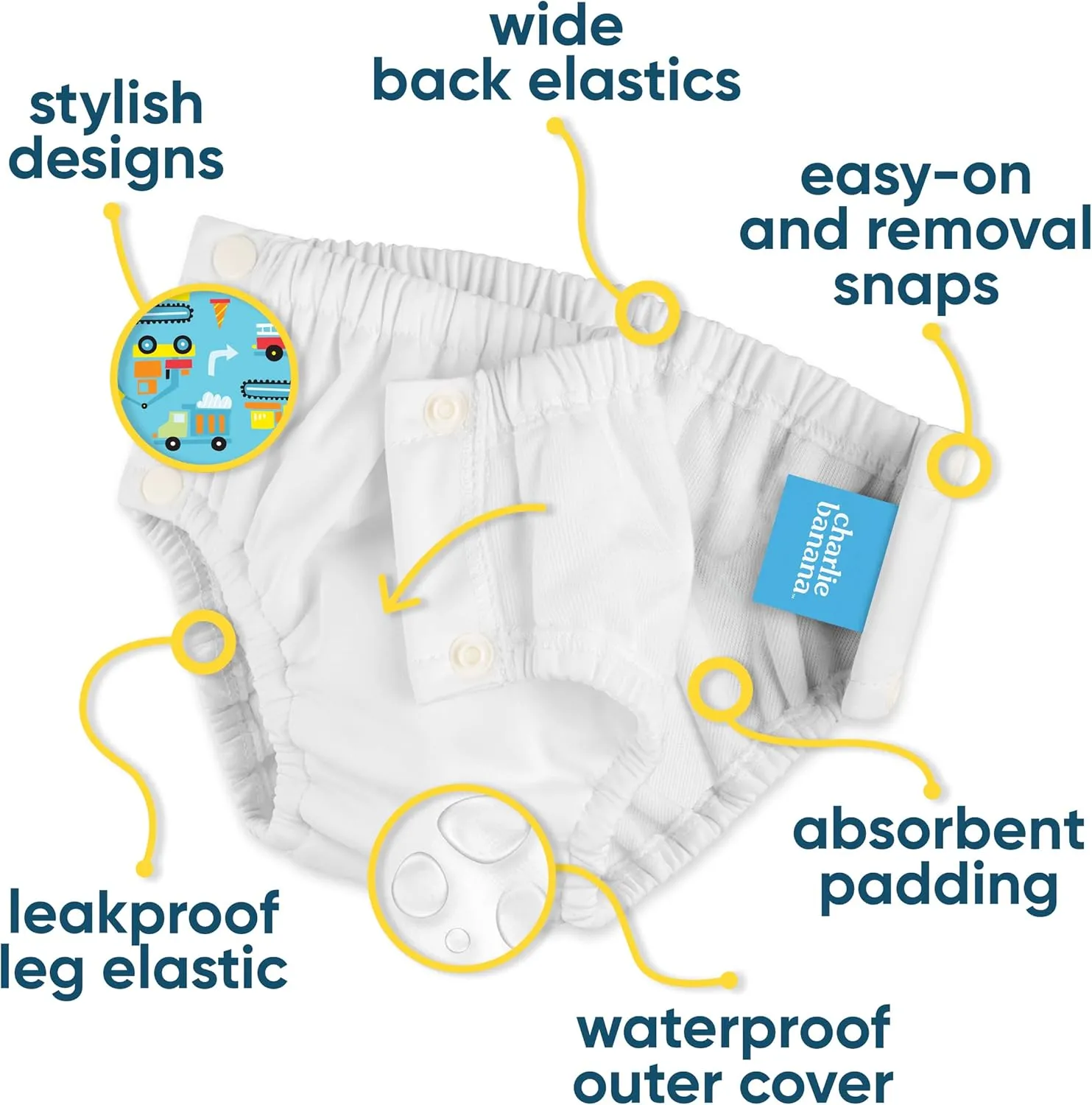 Charlie Banana Reusable Potty Training Underwear with Snaps, Designed to minimize Accidents, Pink Forest, Size M (16-28 lbs)