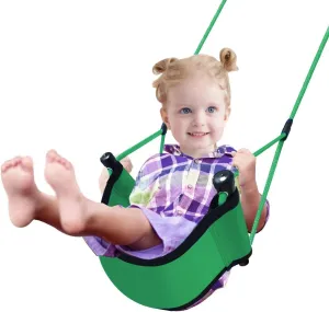 Children's Swing Seat with Snap Hook, Adjustable Ropes, for Kids Playground, Indoor/Outdoor Backyard, Trees, Swing Set (Green)