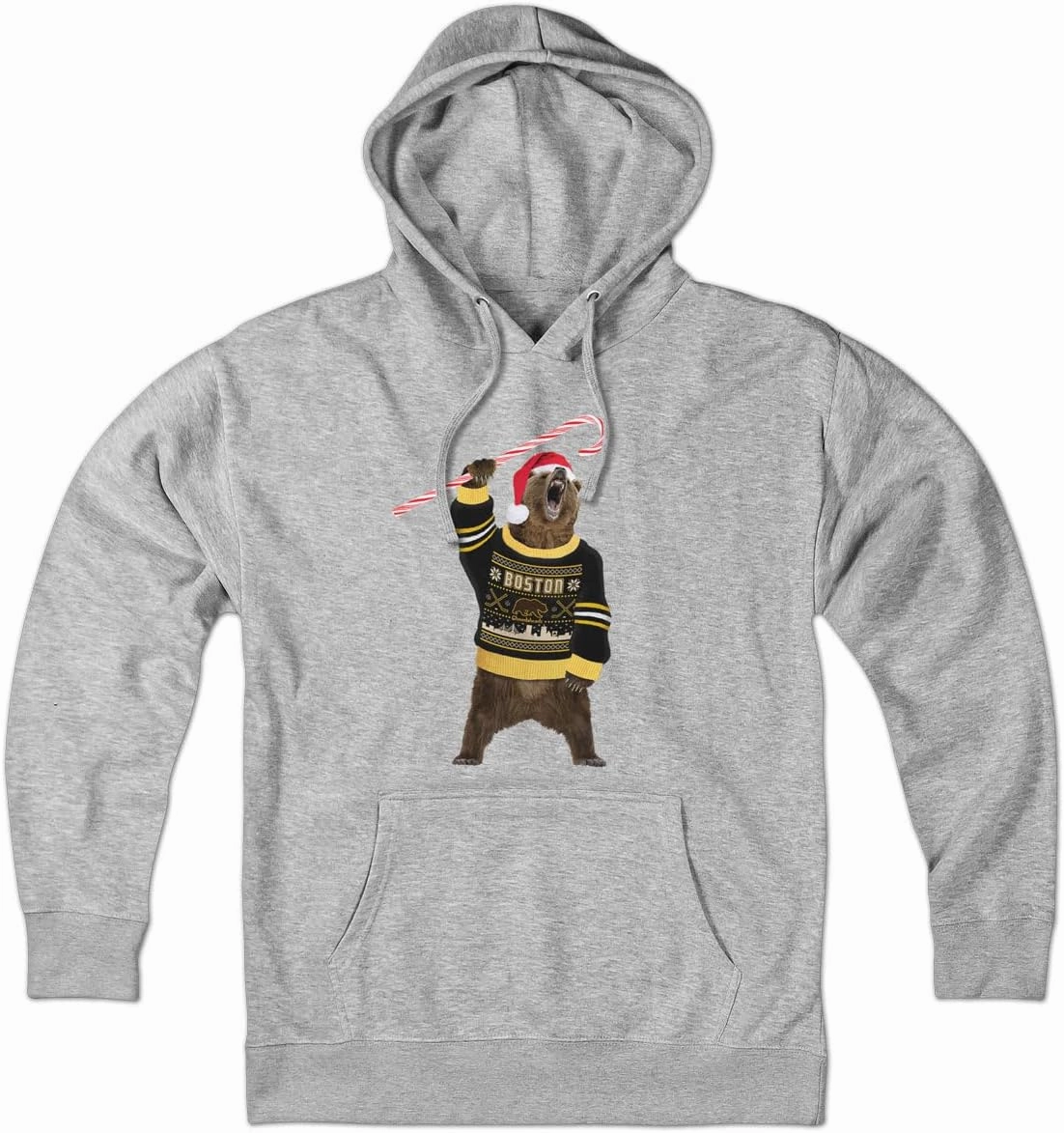 Chowdaheadz Boston Holiday Sweater Bear Hoodie – Unisex Pullover Sweatshirt Soft Cotton Blend