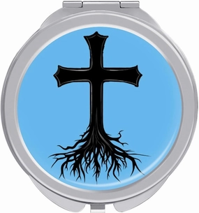 Christian Cross Roots Jesues Compact Makeup Mirror Mini Foldable Cosmetic Mirror Portable Travel Mirror for Purse Pocket