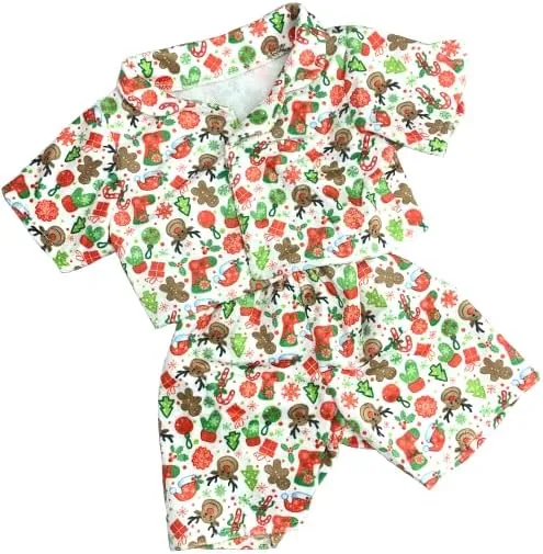 Christmas Themed Sleepwear Set for 14-18 Inch Plush Animals Cozy Red and Green Nightclothes for Stuffed Bears, Bunnies, and Dolls Holiday Loungewear Costume for Kids Soft Pajama Outfit Gift