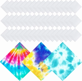 Chumia Cotton White Bandana for Tie Dying Bulk Blank Solid Handkerchiefs Unisex Bandanas Men Head Wrap, 22" x 22"