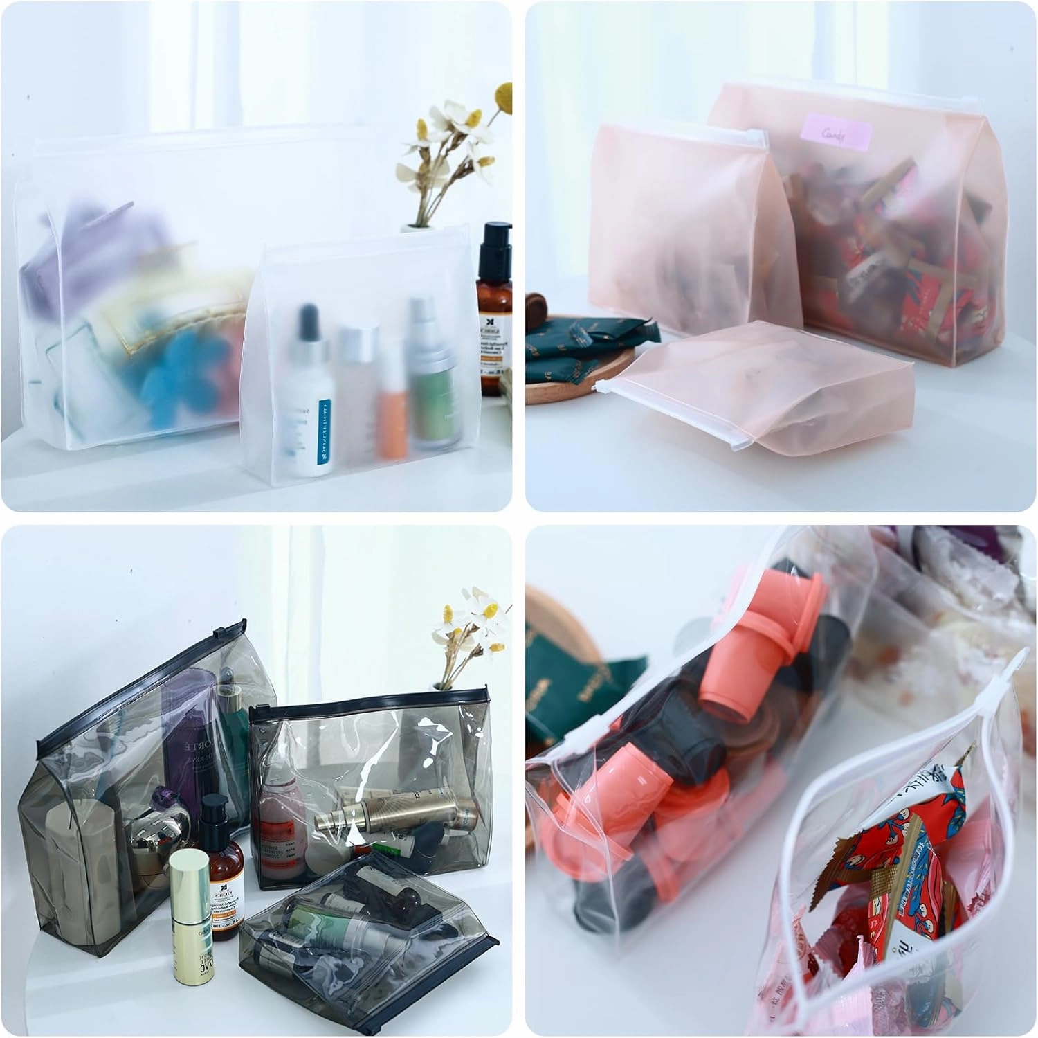 Circloophs 30 Pack Mini Clear Makeup Bag Organizer Cosmetic Zipper Pouch Travel Pouches for Toiletries Transparent EVA Reusable Wash Bags Waterproof Plastic Clear Gift Bags Bulk, 8.7" x 7" x 2.2"