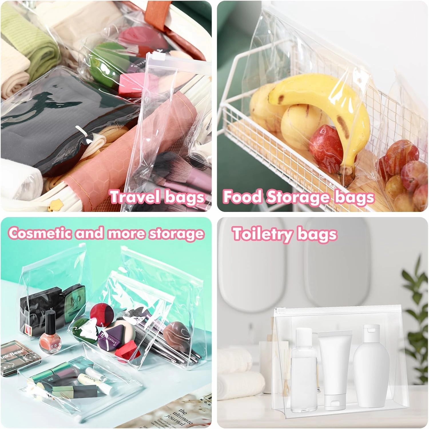 Circloophs 30 Pack Mini Clear Makeup Bag Organizer Cosmetic Zipper Pouch Travel Pouches for Toiletries Transparent EVA Reusable Wash Bags Waterproof Plastic Clear Gift Bags Bulk, 8.7" x 7" x 2.2"