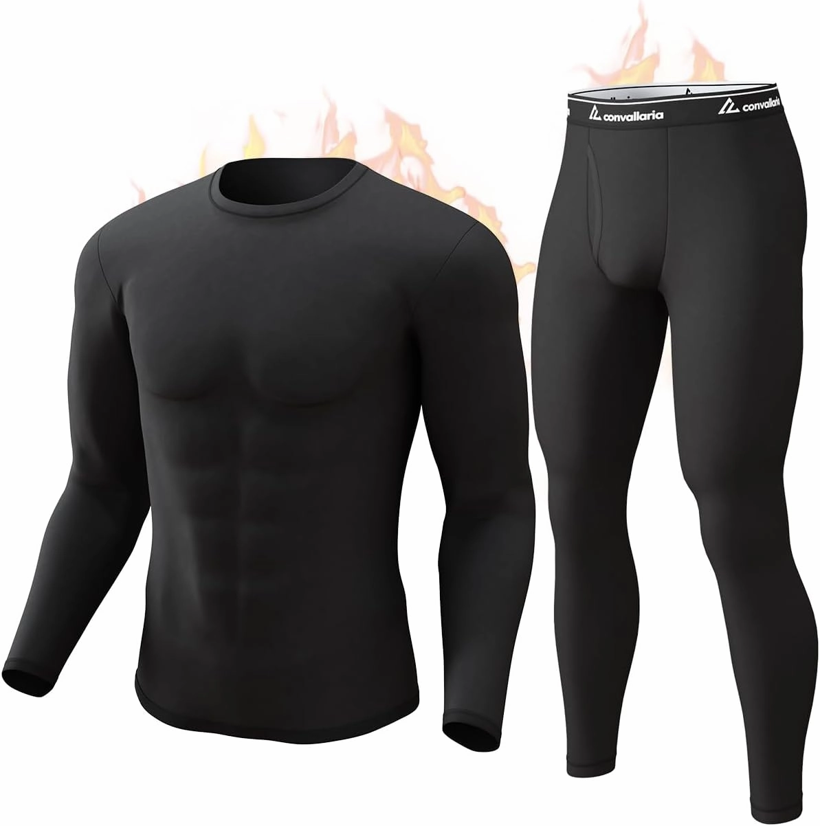 CL convallaria Long Johns Thermal Underwear for Men Soft Fleece Lined Base Layer Cold Weather Top Bottom Gift Set
