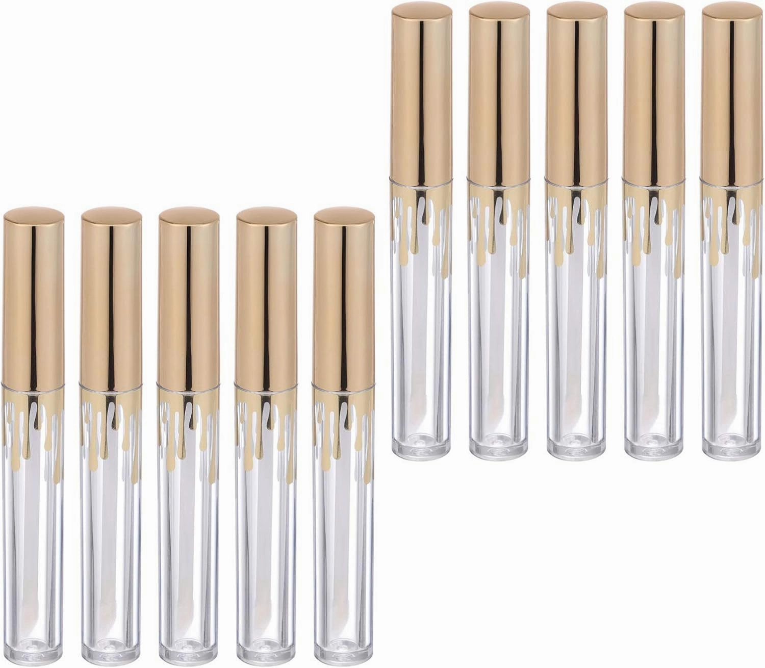 Clear Lip Gloss 10pcs Mini Empty Lip Gloss Tube Refillable Lip Balm Bottle Lip Oil Bottle Lipstick Tube Travel Cosmetic Bottle for Women Girls Ladies (Style 2) Clear Lipgloss ( Color : Golden , Size :