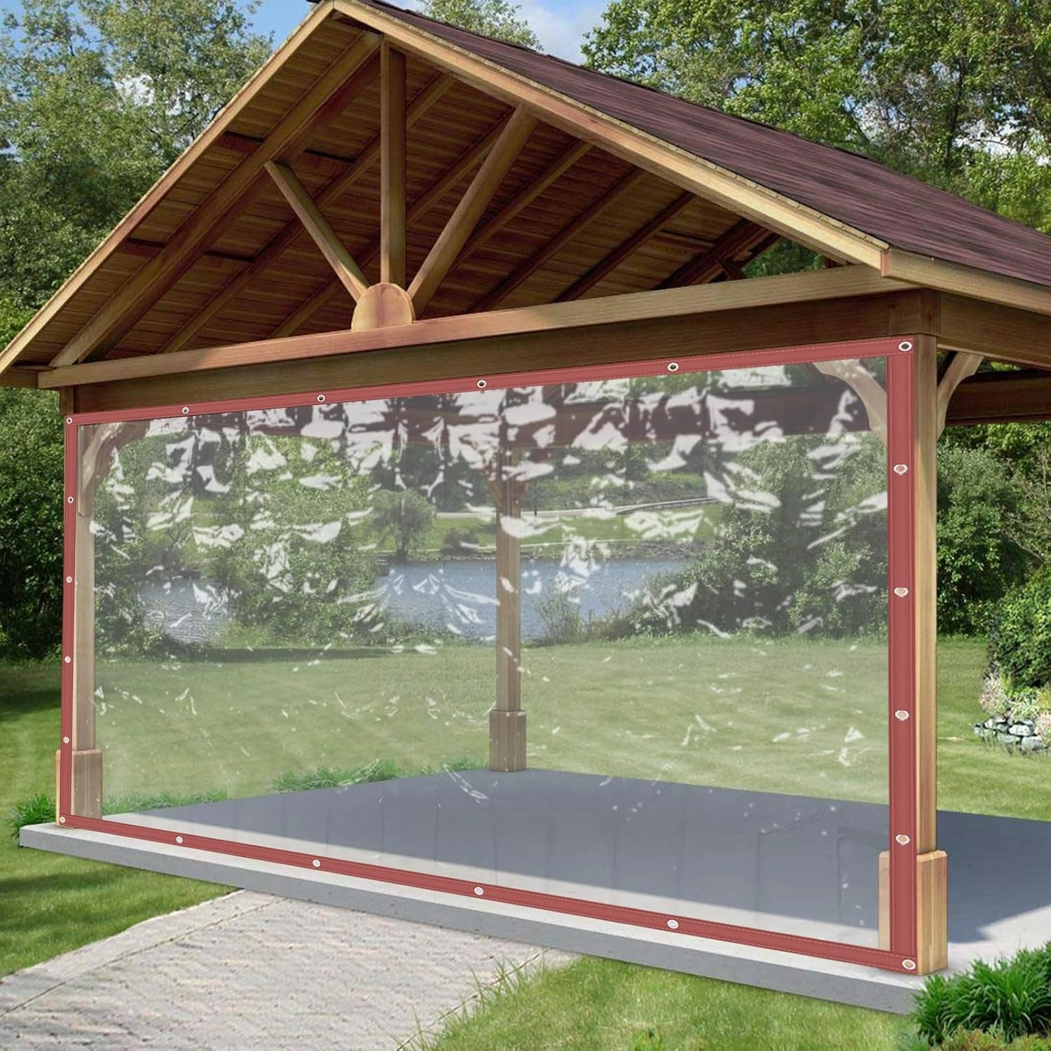 Clear Waterproof Tarps Garden Rainproof Covering, PVC Vinyl Transparent Tarpaulin Commercial Heavy Duty Clear Insulation Curtain for Covering Porches Canopy Patios Agriculture Plant Camping (8*16FT)