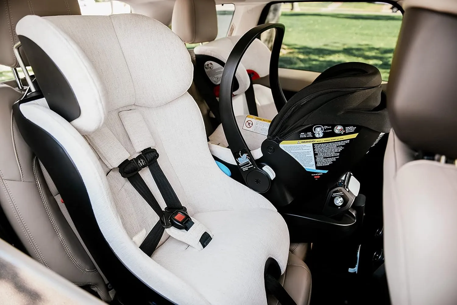 Clek Fllo Convertible Car Seat - Compact Design for 3-Across Seating, Extended Rear-Facing with Anti-Rebound Bar (Marshmallow)