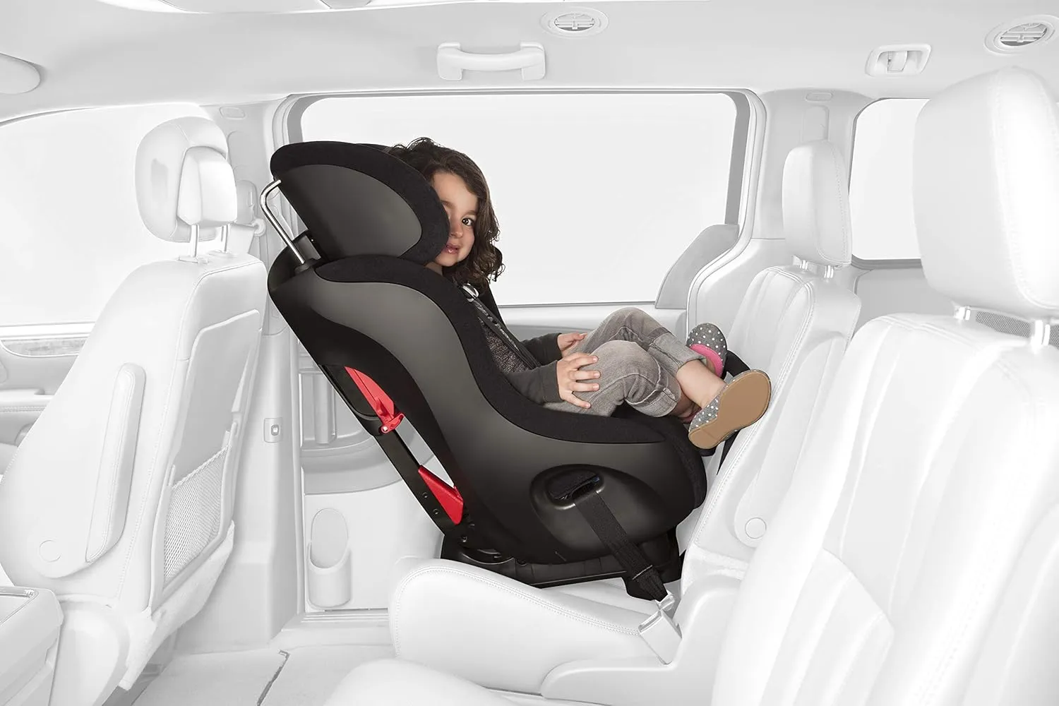 Clek Fllo Convertible Car Seat - Compact Design for 3-Across Seating, Extended Rear-Facing with Anti-Rebound Bar (Marshmallow)