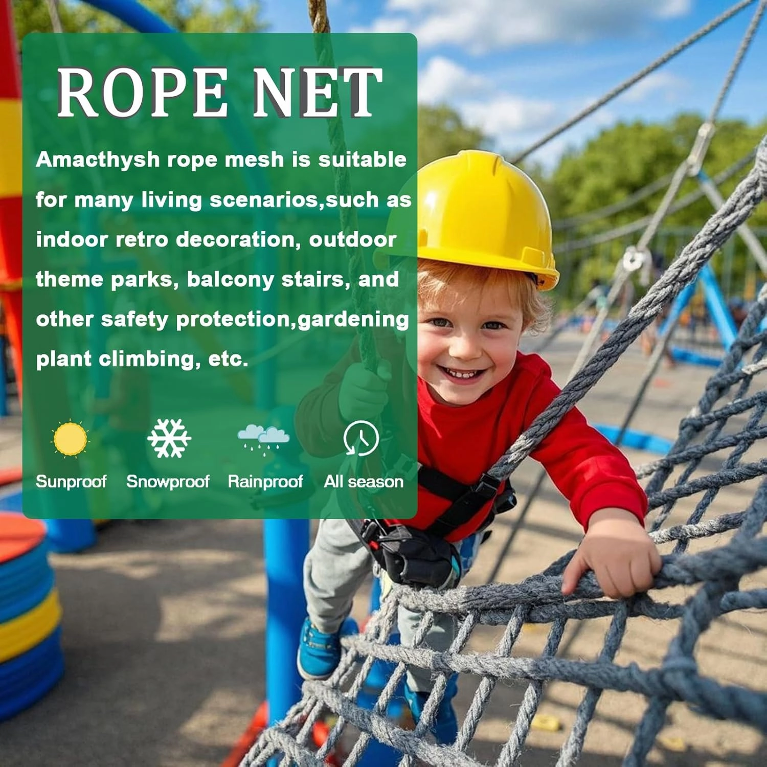Climbing Frame Net for Kids Playing,Pet,Plant Support,Polyamide Playground Safety Net,Indoor and Outdoor Climbing Cargo Net Rope Ladder,Sturdy and Durable,5 * 9m