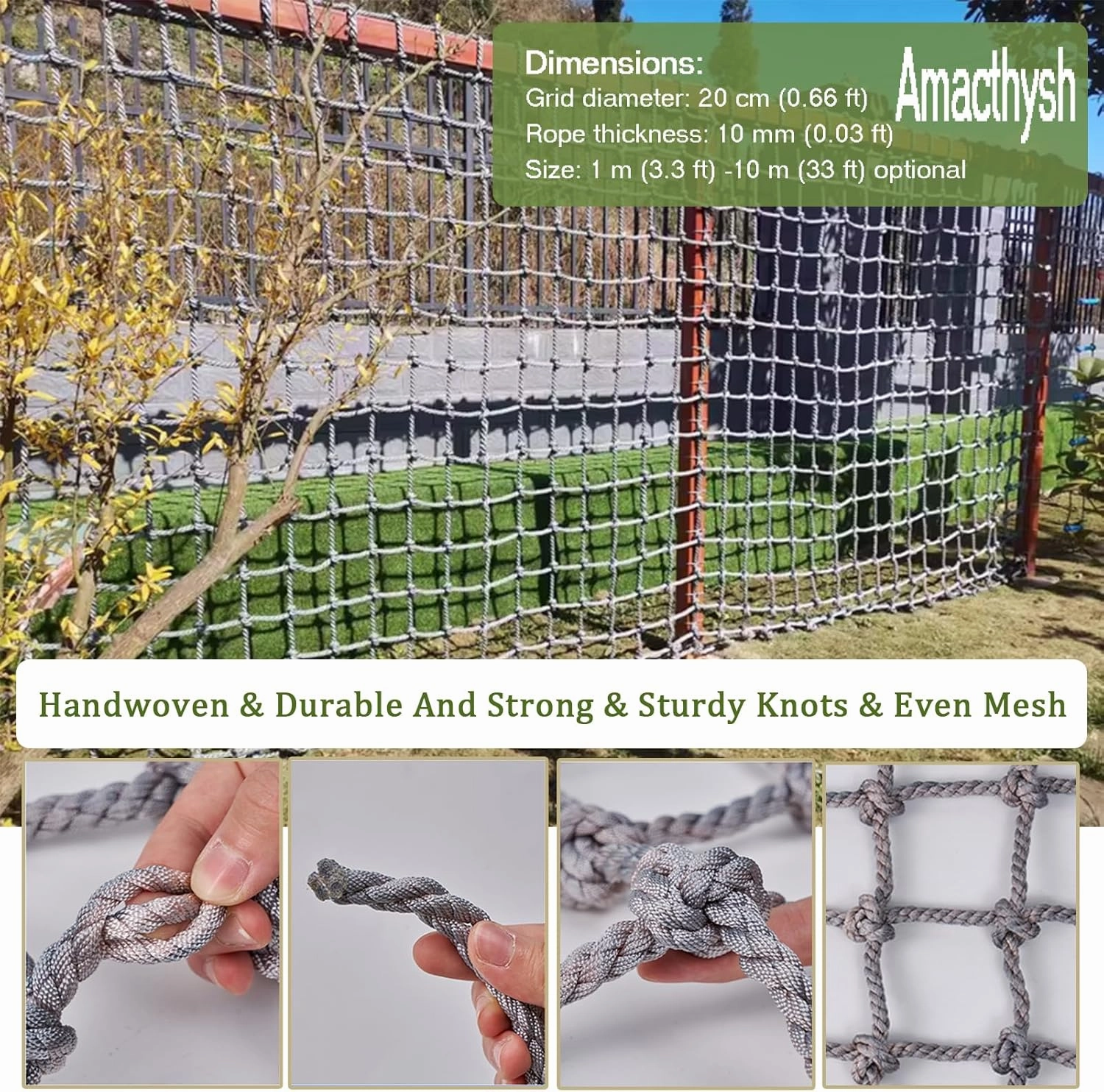 Climbing Frame Net for Kids Playing,Pet,Plant Support,Polyamide Playground Safety Net,Indoor and Outdoor Climbing Cargo Net Rope Ladder,Sturdy and Durable,5 * 9m