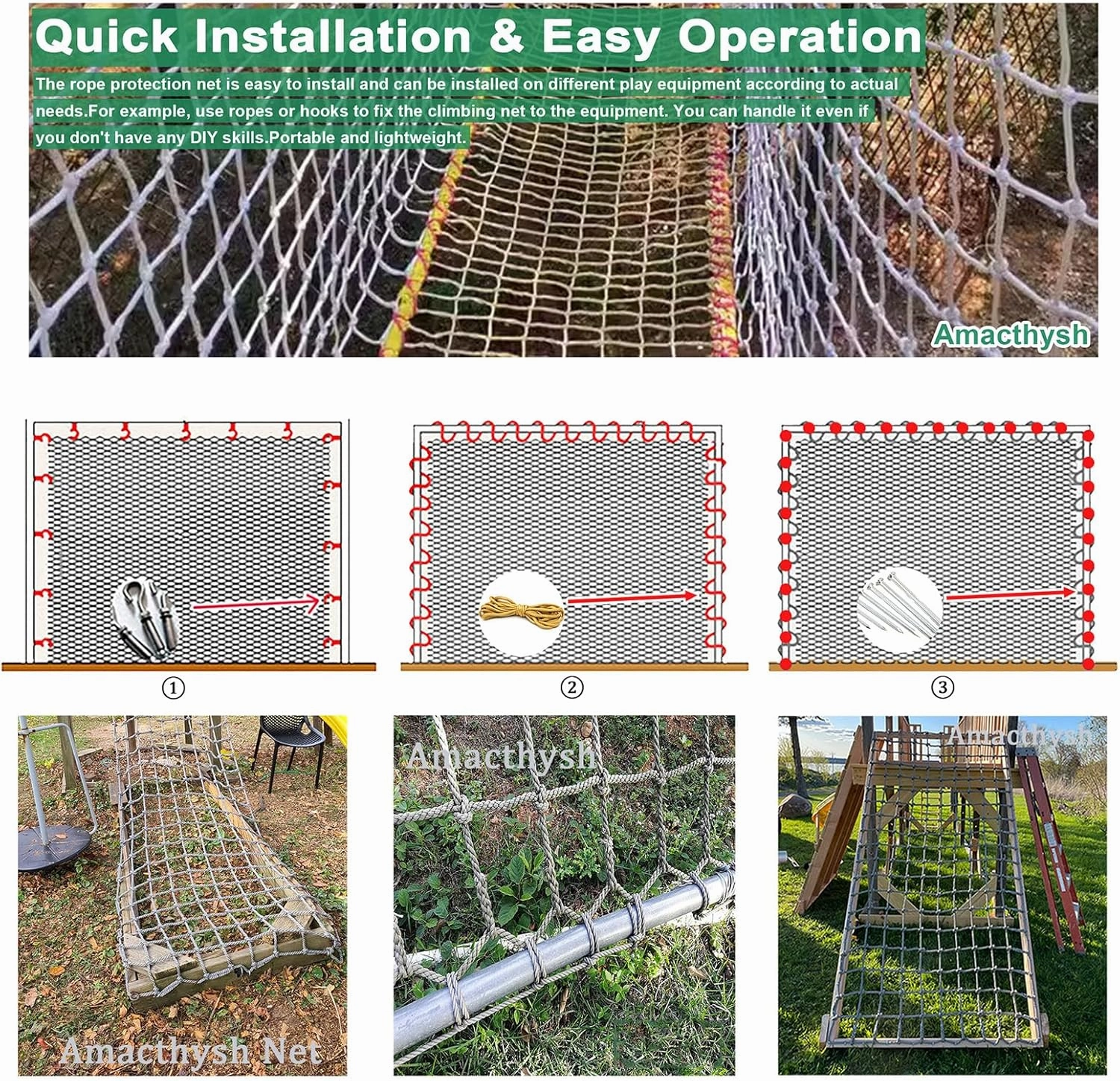 Climbing Frame Net for Kids Playing,Pet,Plant Support,Polyamide Playground Safety Net,Indoor and Outdoor Climbing Cargo Net Rope Ladder,Sturdy and Durable,5 * 9m