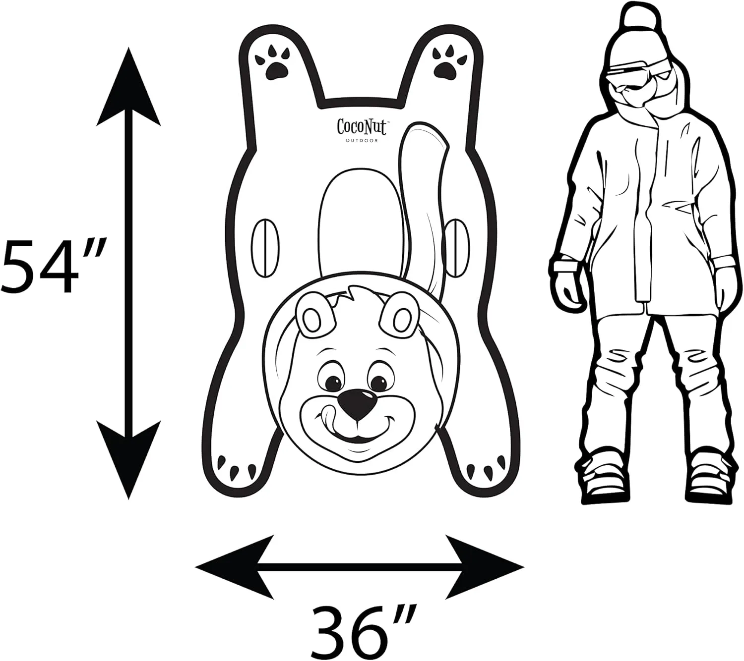 CocoNut Outdoor- 54” Inflatable Snow Tubes - Vibrant Character Tubes in Polar Bear, Yeti & Santa Claus - Heavy Duty Snow Sleds with Sturdy Handles for Kids, Teens and Adults-Cold Resistant Toboggans