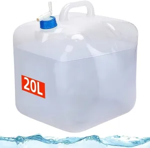 Collapsible Water Container 20L with Tap | an Extra Sealing Cover | 100cm Supply Pipe and 12cm Outlet Pipe | for Hiking Climbing Fishing Travel Picnic | Emergency Water Storage (2Pack)