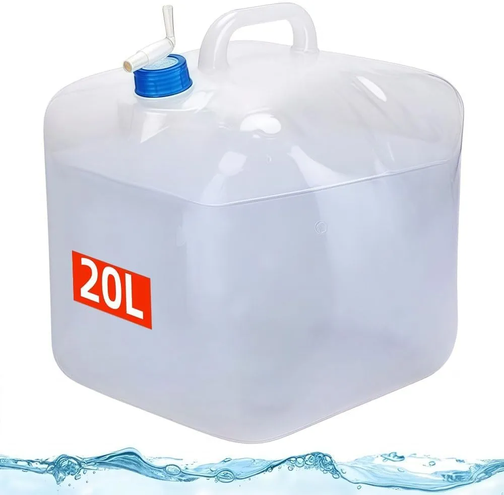 Collapsible Water Container 20L with Tap | an Extra Sealing Cover | 100cm Supply Pipe and 12cm Outlet Pipe | for Hiking Climbing Fishing Travel Picnic | Emergency Water Storage (2Pack)