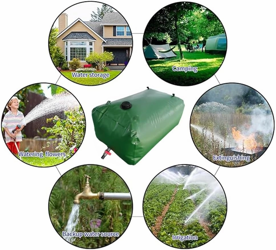 Collapsible Water Bladder Tanks, Large-Capacity Water Storage Container Portable Emergency Water Storage Tank for Drought Resistance Fire Protection Agricultural Irrigation(Size:400L/1x0.8x0.5m)