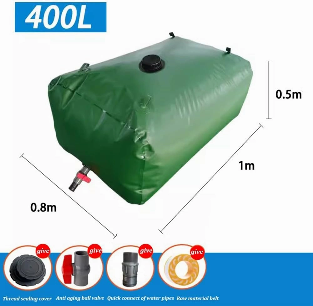 Collapsible Water Bladder Tanks, Large-Capacity Water Storage Container Portable Emergency Water Storage Tank for Drought Resistance Fire Protection Agricultural Irrigation(Size:400L/1x0.8x0.5m)