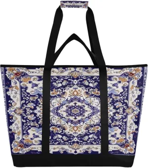 Colorful Ornamental Reusable Insulated Lunchbox Cooler Bag, Leakproof Kitchen Grocery Bag Collapsible Portable Cooler Tote Bag for Picnic, Camping, Office, Travel