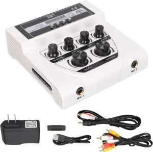 Compact Audio Stereo Mixer,Portable Home Audio Sound Mixer,Outdoor Karaoke Microphone Amplifier,Support BT Recording, MP3,for TV/PC/Smartphone/Amplifier(US)