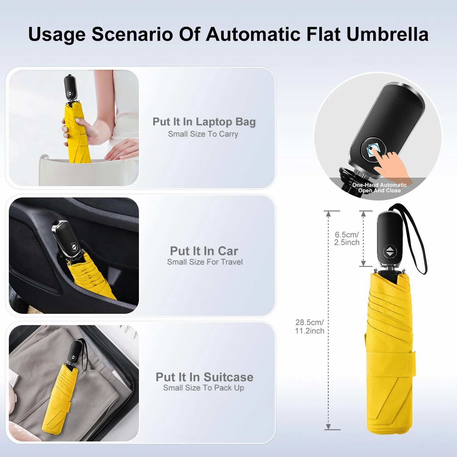 Compact Umbrella Automatic - Folding Travel Umbrella, Micro & Mini Design for Women's Purse or Pocket, Auto Open Close