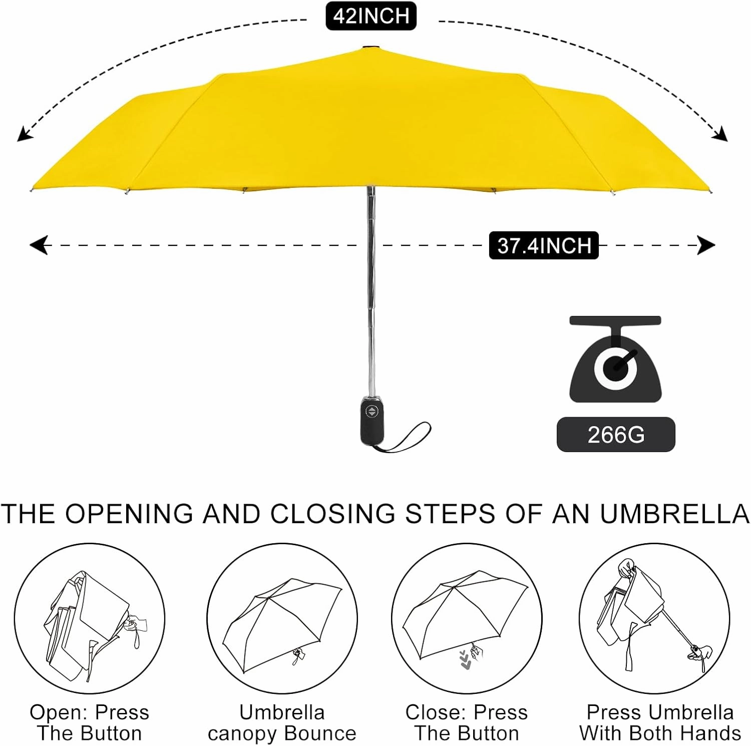 Compact Umbrella Automatic - Folding Travel Umbrella, Micro & Mini Design for Women's Purse or Pocket, Auto Open Close