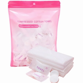 Compressed Towel 100 PCS Mini Tablets Disposable Portable Face Towel Cotton Coin Tissue Eco-Friendly for Travel, Camping, Hiking, Sport, Beauty, Home Hand Wipes