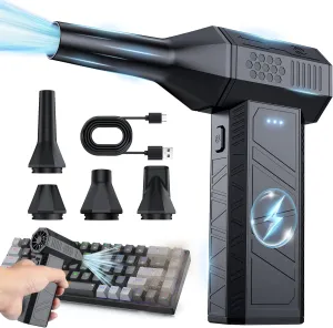 Computer Keyboard Cleaner: 110K RPM Brushless Motor, Rechargeable Air Duster, 3-Speed Cordless Blower for Keyboard, Computer, Car & Home – High-Power, Reusable & Portable