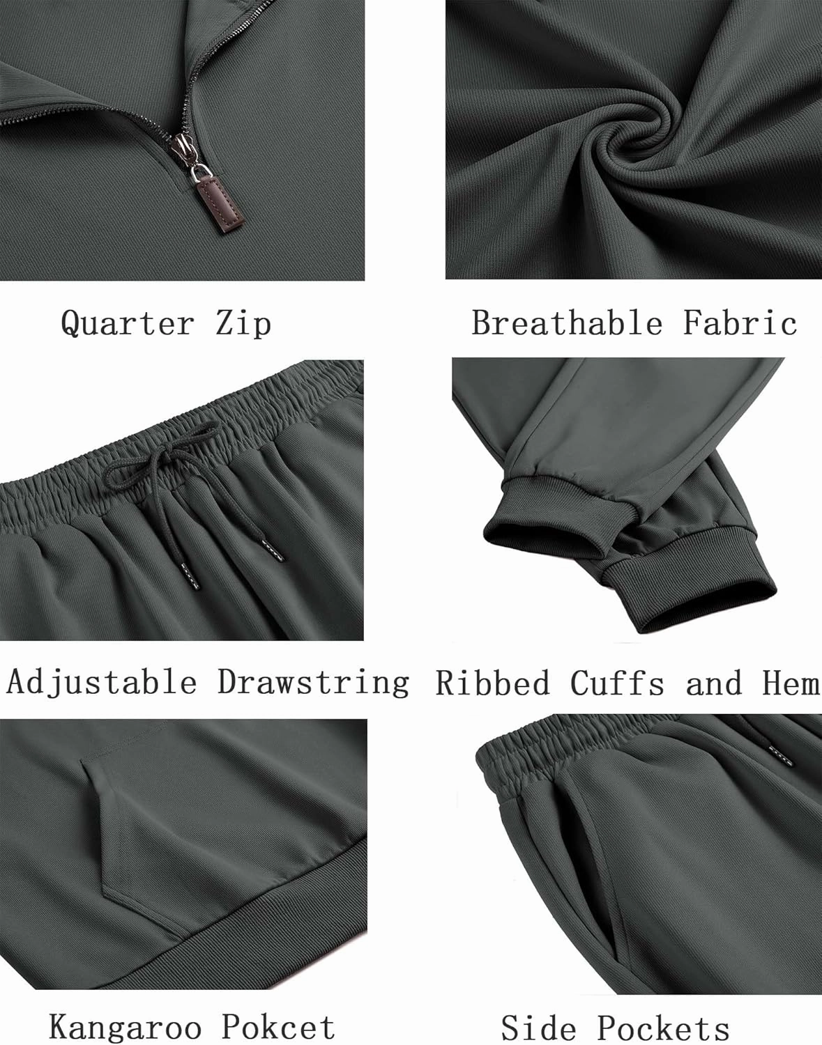 COOFANDY Men's Tracksuit 2 Piece Quarter Zip Sweatsuit Sets Casual Athletic Running Jogging Suits