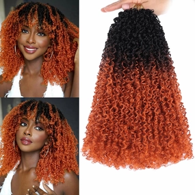 COOKOO 12 Inch Pre Looped Yanky Twist Crochet Hair 8 Packs Yanky Passion Twist Hair Bohemian Yanky Twists Crochet Hair Pre-twisted Fluffy Mini Twist Crochet Hair Curly Crochet Braiding Hair 1B/24C#