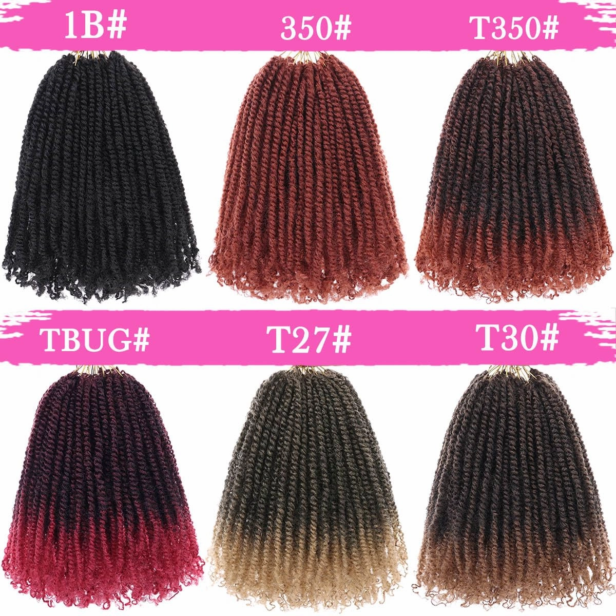 COOKOO 8 Inch Pre-looped Micro Twist Crochet Hair 9 Packs Copper Red Mini Passion Twist Hair Pre-twisted Mini Havana Twist Crochet Hair With Curly Ends Synthetic Crochet Hair Extensions(350#)