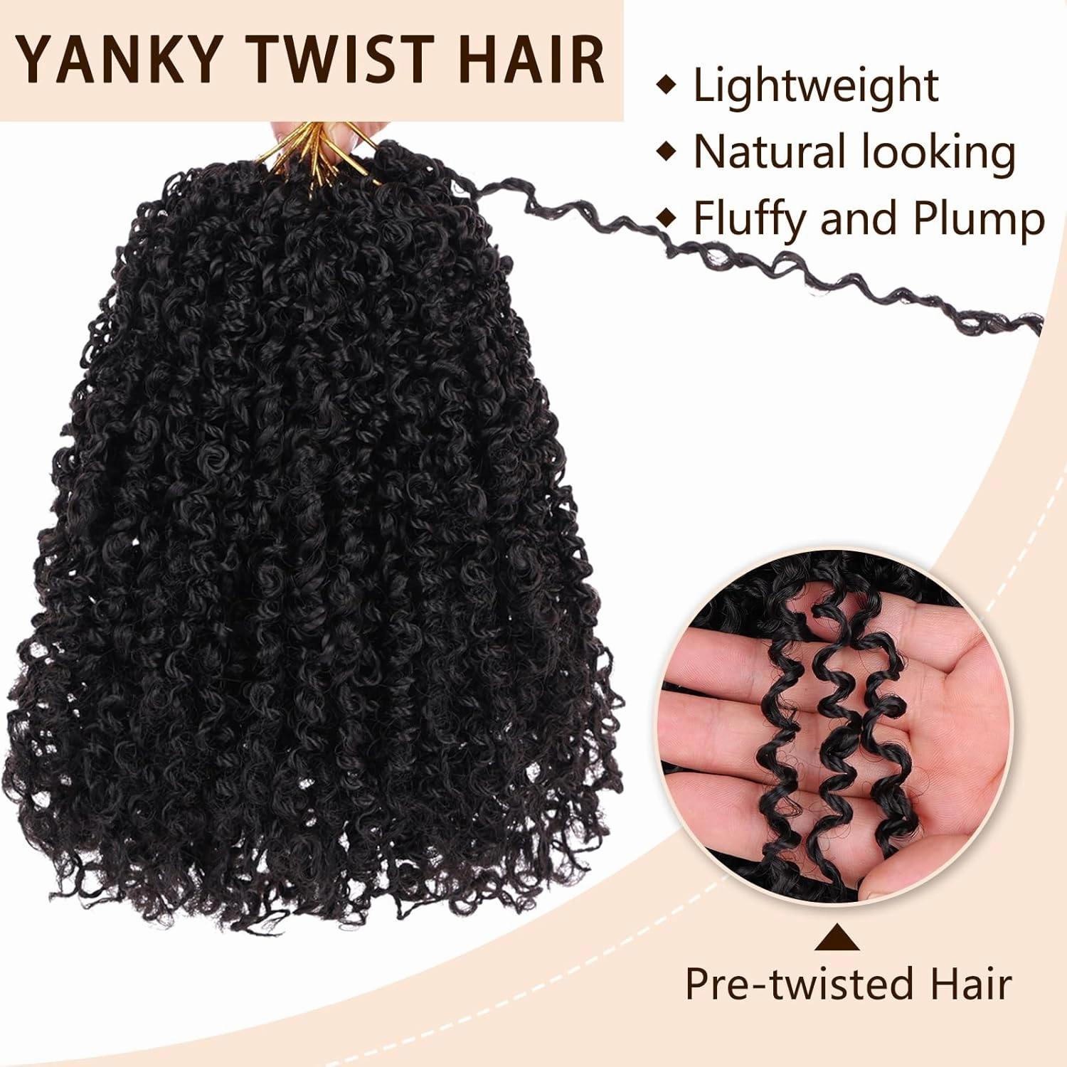 COOKOO 8 Packs 30 Stands/Pack Pre-looped Yanky Twist Crochet Hair 10 Inch Pre Twisted Mini Spring Twists Crochet Hair for Women Micro Curly Crochet Twist Synthetic Hair Extensions 1B#