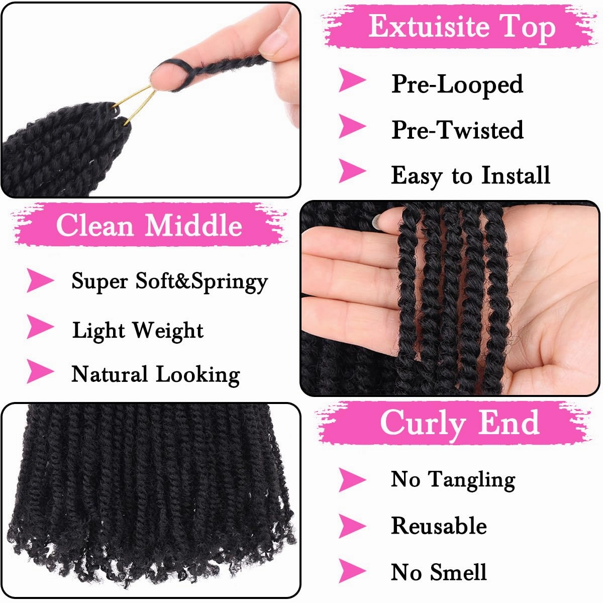 COOKOO 9 Packs Pre-looped Micro Twist Crochet Braids Hair 6 Inch Pre-twisted Crochet Mini Senegalese Twist Hair Kinky Twist Crochet Hair With Curly Ends Synthetic Crochet Hair Extensions(2#)