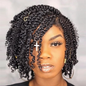 COOKOO 9 Packs Pre-twisted Micro Twist Crochet Hair 6 Inch Natural Black Pre-looped Mini Passion Twist Crochet Hair Mini Senegalese Twists Hair Synthetic Hair Extensions for Women(1B#)