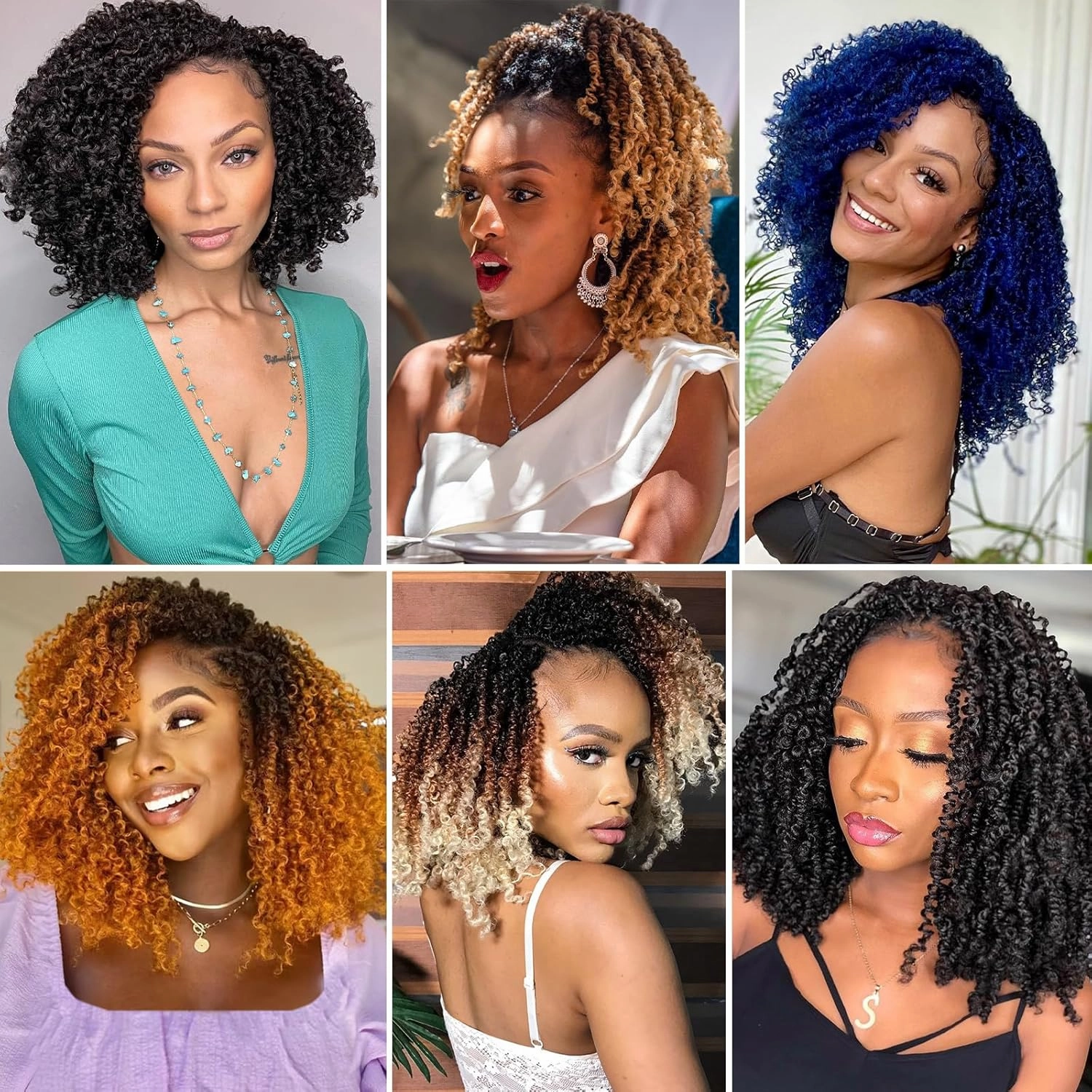 COOKOO Pre-looped Yanky Twist Crochet Hair 10 Inch 8 Packs Bohemian Passion Twist Pre-curled Mini Spring Twist Crochet Hair for Black Women Boho Synthetic Curly Crochet Hair Extentions 1B/24C#